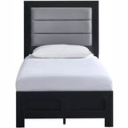 Passion Furniture Plano Black Wood Frame Twin Panel Bed