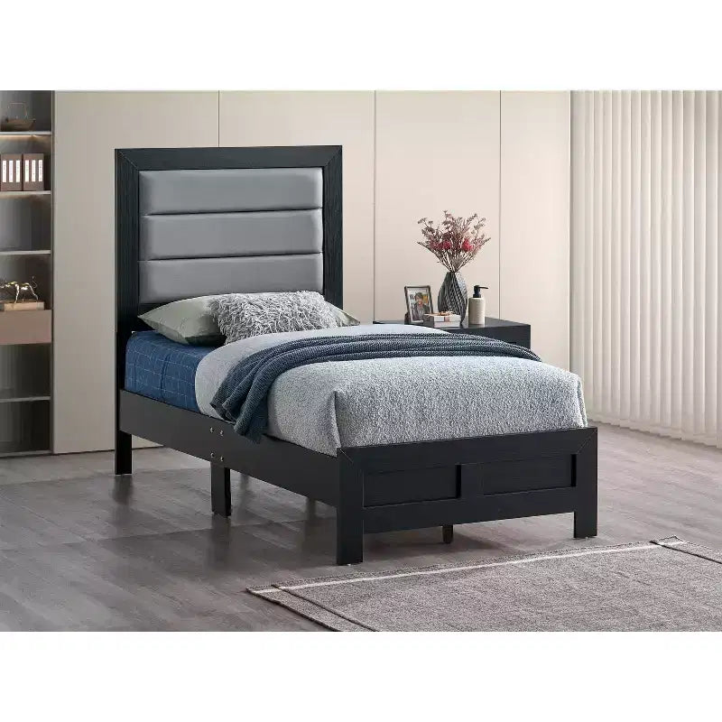 Lit jumeau Passion Furniture Plano avec cadre en bois noir