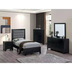 Lit jumeau Passion Furniture Plano avec cadre en bois noir