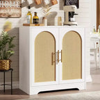 Buffet moderne avec 2 portes en rotin et étagères, Console de rangement pour salon, salle à manger, cuisine et entrée