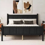 FAMYYT Queen Size Flat Panel Bed With Headboard & Footboard, Easy Assembly