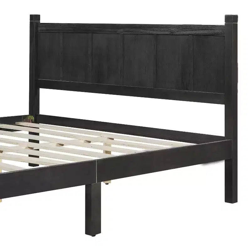 Lit Queen Size plat FAMYYT avec tête de lit et pied de lit, montage facile