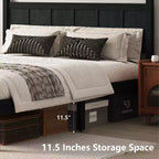 Lit Queen Size plat FAMYYT avec tête de lit et pied de lit, montage facile