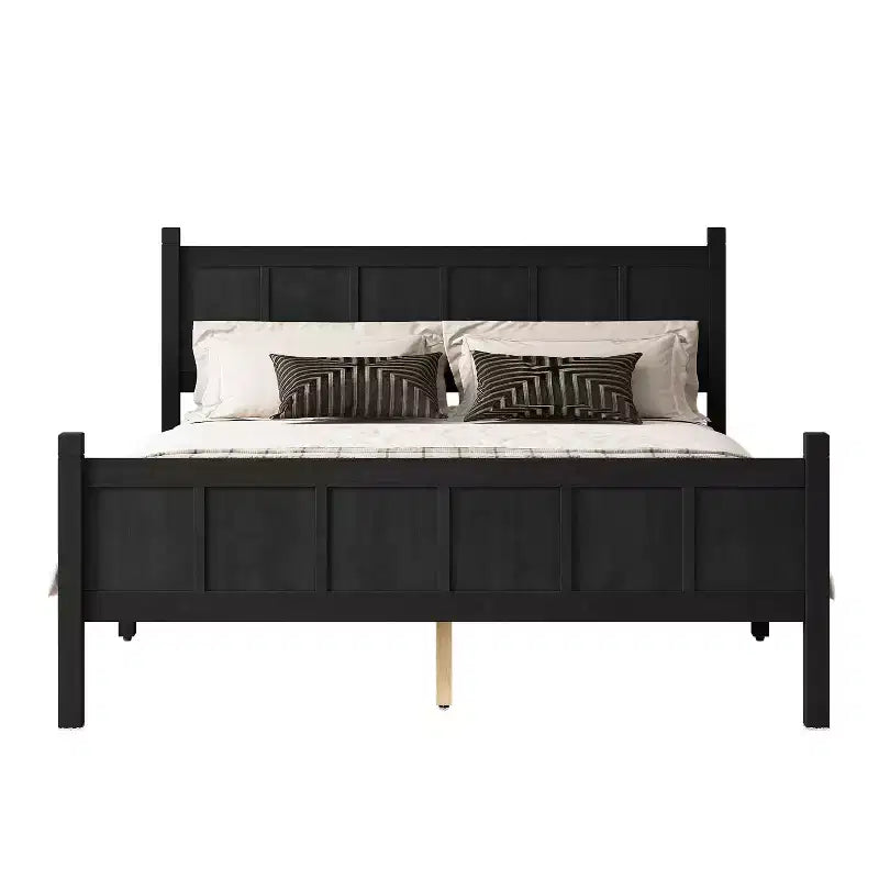 Lit Queen Size plat FAMYYT avec tête de lit et pied de lit, montage facile