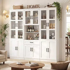 Ensemble de 3 meubles de cuisine avec portes vitrées, bibliothèque de rangement avec tiroir