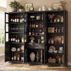 Ensemble de 3 meubles de cuisine avec portes vitrées, bibliothèque de rangement avec tiroir