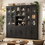 Ensemble de 3 meubles de cuisine avec portes vitrées, bibliothèque de rangement avec tiroir