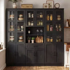 Ensemble de 3 meubles de cuisine avec portes vitrées, bibliothèque de rangement avec tiroir