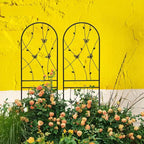 MAYEERTY Lot de 2 treillis de jardin métalliques 180x50 cm - Antirouille, décor papillon noir, pour plantes grimpantes d'extérieur