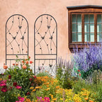 MAYEERTY Lot de 2 treillis de jardin métalliques 180x50 cm - Antirouille, décor papillon noir, pour plantes grimpantes d'extérieur