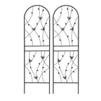 MAYEERTY Lot de 2 treillis de jardin métalliques 180x50 cm - Antirouille, décor papillon noir, pour plantes grimpantes d'extérieur