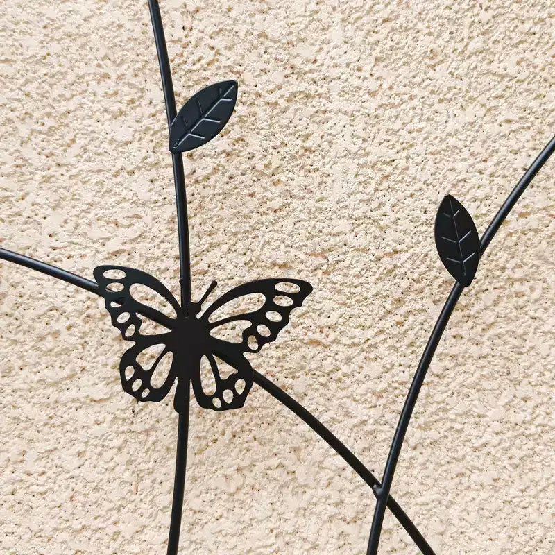 MAYEERTY Lot de 2 treillis de jardin métalliques 180x50 cm - Antirouille, décor papillon noir, pour plantes grimpantes d'extérieur