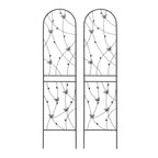 MAYEERTY Lot de 2 treillis de jardin métalliques 180x50 cm - Antirouille, décor papillon noir, pour plantes grimpantes d'extérieur