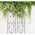 MAYEERTY Lot de 2 treillis de jardin métalliques 180x50 cm - Antirouille, décor papillon noir, pour plantes grimpantes d'extérieur
