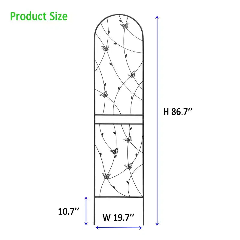 MAYEERTY Lot de 2 treillis de jardin métalliques 180x50 cm - Antirouille, décor papillon noir, pour plantes grimpantes d'extérieur