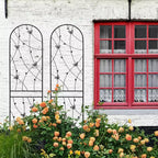 MAYEERTY Lot de 2 treillis de jardin métalliques 180x50 cm - Antirouille, décor papillon noir, pour plantes grimpantes d'extérieur