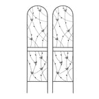 MAYEERTY Lot de 2 treillis de jardin métalliques 180x50 cm - Antirouille, décor papillon noir, pour plantes grimpantes d'extérieur