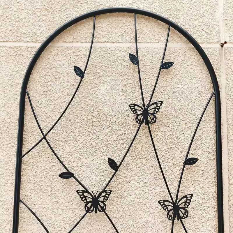 MAYEERTY Lot de 2 treillis de jardin métalliques 180x50 cm - Antirouille, décor papillon noir, pour plantes grimpantes d'extérieur