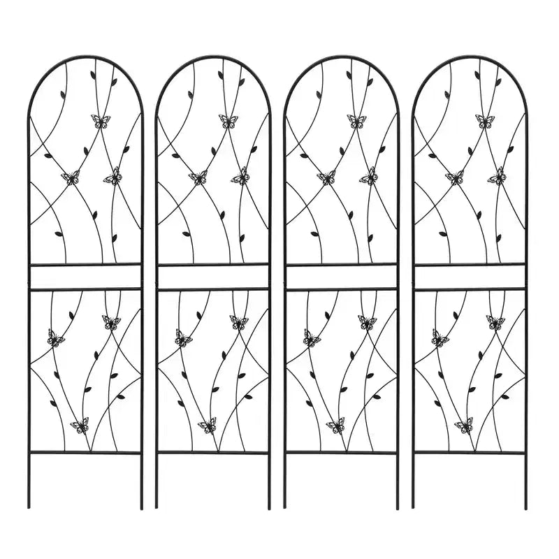 MAYEERTY Lot de 2 treillis de jardin métalliques 180x50 cm - Antirouille, décor papillon noir, pour plantes grimpantes d'extérieur