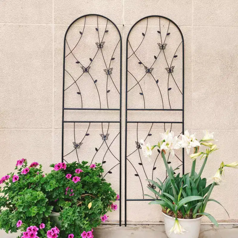 MAYEERTY 2-Pack 71x19.7in Metal Garden Trellis - Rustproof, Butterfly Decoration Black, for Outdoor Climbing Plants