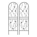 MAYEERTY Lot de 2 treillis de jardin métalliques 180x50 cm - Antirouille, décor papillon noir, pour plantes grimpantes d'extérieur