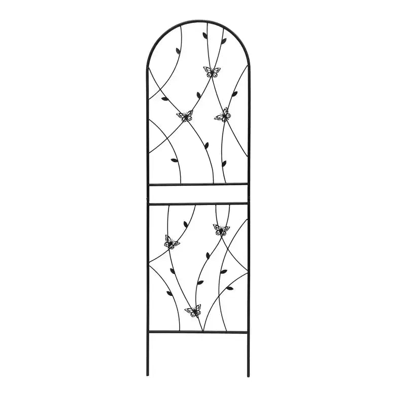 MAYEERTY Lot de 2 treillis de jardin métalliques 180x50 cm - Antirouille, décor papillon noir, pour plantes grimpantes d'extérieur