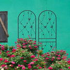 MAYEERTY Lot de 2 treillis de jardin métalliques 180x50 cm - Antirouille, décor papillon noir, pour plantes grimpantes d'extérieur