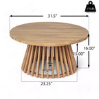 Table basse ronde de patio en bois d'acacia JVNOXK, table d'appoint extérieure en bois avec base rayée unique