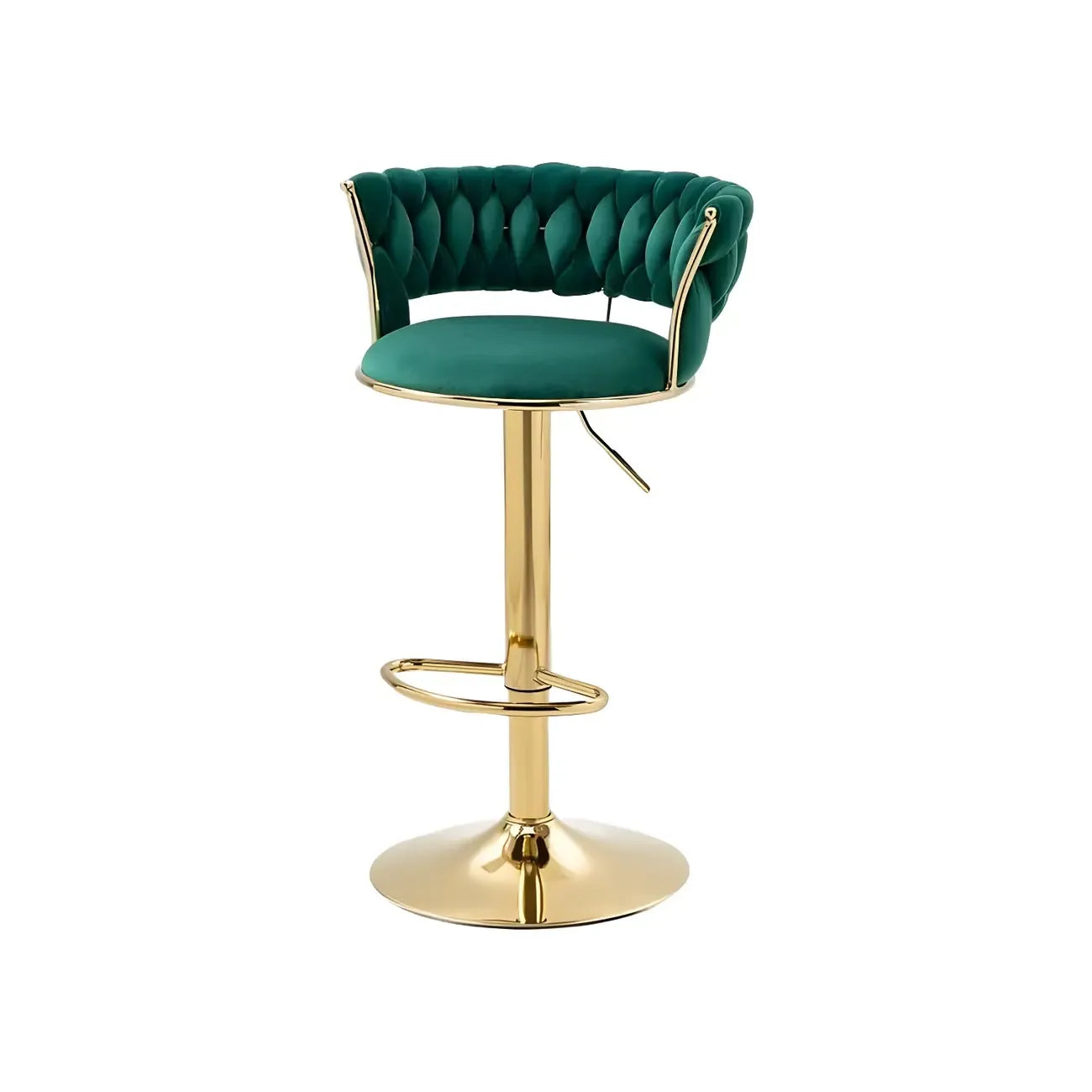 Tabouret de bar réglable pivotant à dossier bas et base dorée