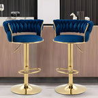 Tabouret de bar réglable pivotant à dossier bas et base dorée