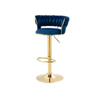 Tabouret de bar réglable pivotant à dossier bas et base dorée