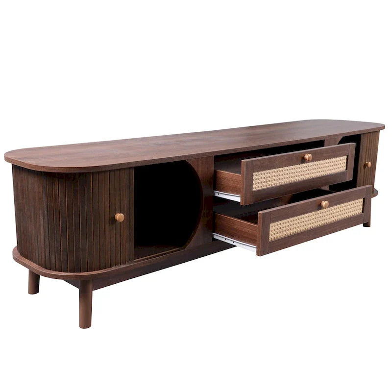 Meuble TV en rotin de style ferme moderne