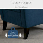 Fauteuil d'appoint capitonné avec haut dossier à oreilles, accoudoirs arrondis et rembourrés et siège épais rembourré, Bleu