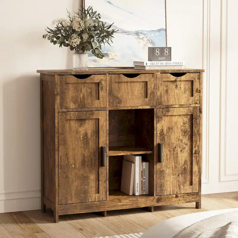 Meubles de rangement, meuble de rangement en bois avec tiroirs et étagères, armoire d'appoint pour salon, chambre, salle de bain