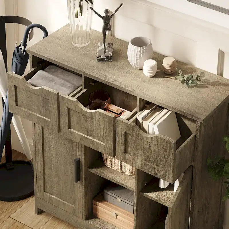 Meubles de rangement, meuble de rangement en bois avec tiroirs et étagères, armoire d'appoint pour salon, chambre, salle de bain