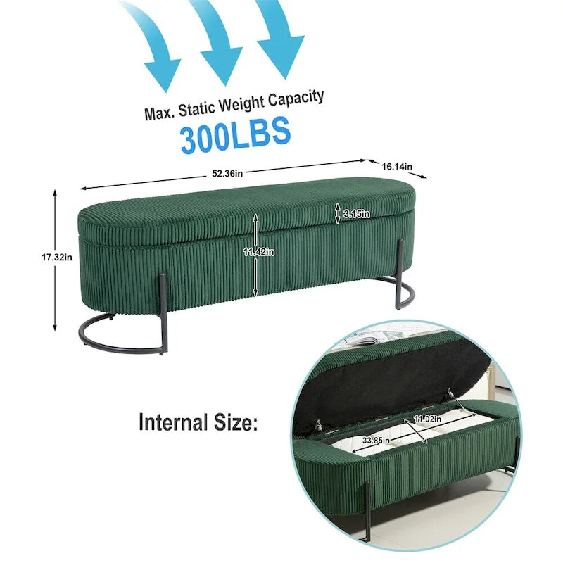 Pouffre de rangement, Banc de bout de lit de chambre à coucher, Pouffre de rangement rembourré en tissu