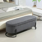 Pouffre de rangement, Banc de bout de lit de chambre à coucher, Pouffre de rangement rembourré en tissu