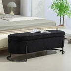 Pouffre de rangement, Banc de bout de lit de chambre à coucher, Pouffre de rangement rembourré en tissu