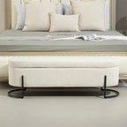 Pouffre de rangement, Banc de bout de lit de chambre à coucher, Pouffre de rangement rembourré en tissu