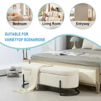 Pouffre de rangement, Banc de bout de lit de chambre à coucher, Pouffre de rangement rembourré en tissu