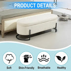 Pouffre de rangement, Banc de bout de lit de chambre à coucher, Pouffre de rangement rembourré en tissu