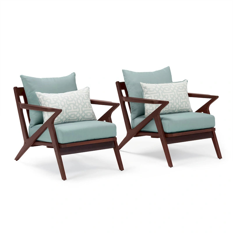 Fauteuils de club de patio extérieurs Vaughn 2 pièces en Sunbrella