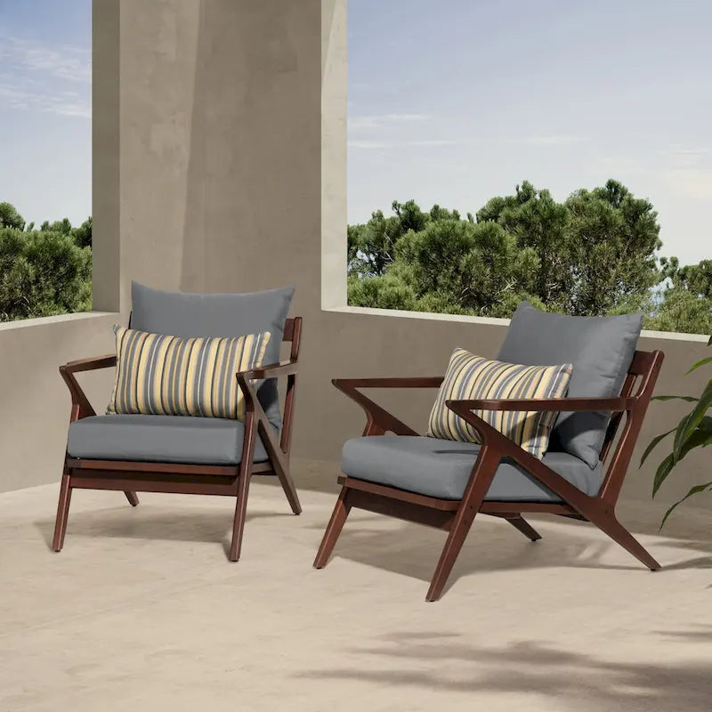 Fauteuils de club de patio extérieurs Vaughn 2 pièces en Sunbrella