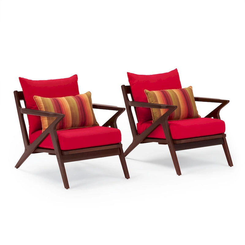 Fauteuils de club de patio extérieurs Vaughn 2 pièces en Sunbrella