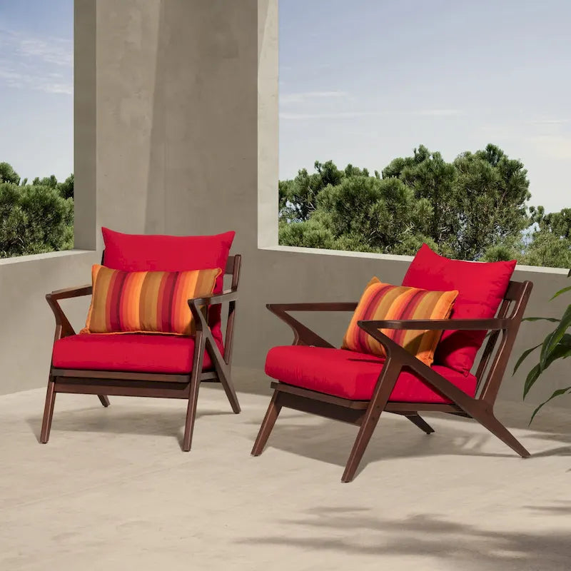 Fauteuils de club de patio extérieurs Vaughn 2 pièces en Sunbrella