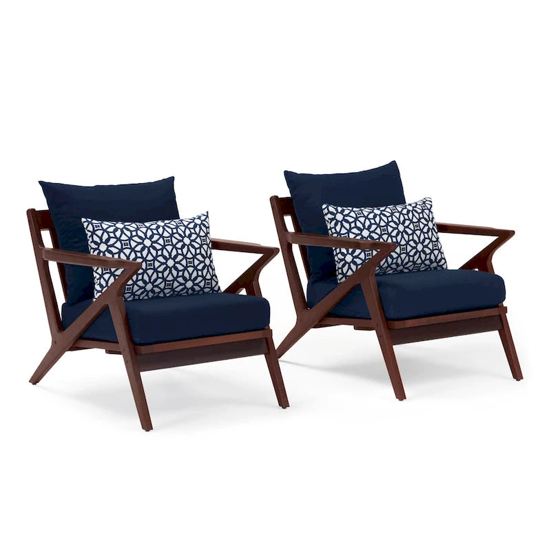 Fauteuils de club de patio extérieurs Vaughn 2 pièces en Sunbrella
