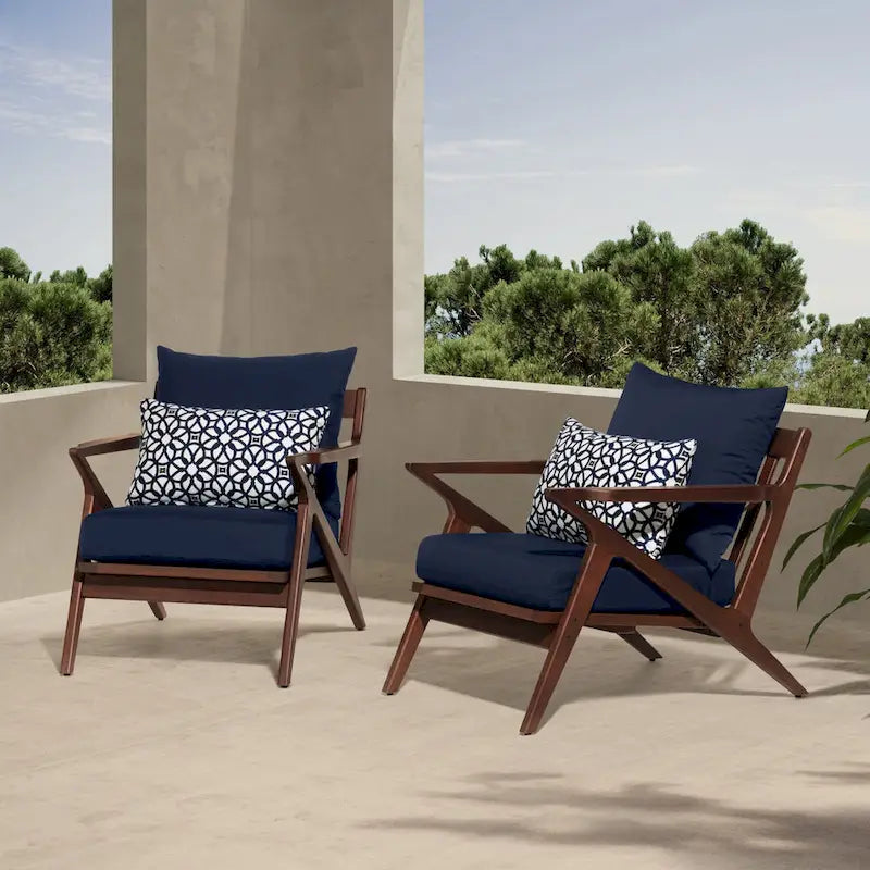 Fauteuils de club de patio extérieurs Vaughn 2 pièces en Sunbrella