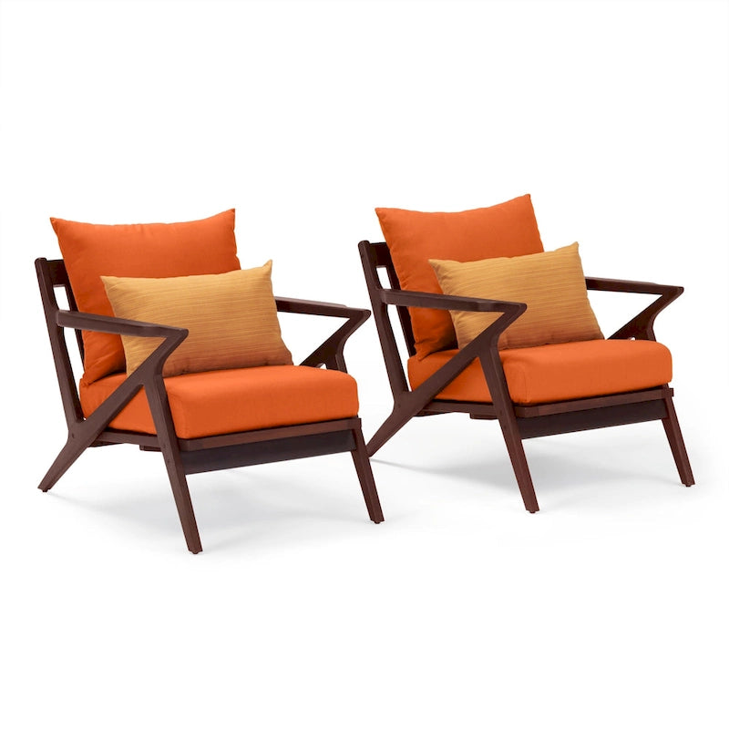 Fauteuils de club de patio extérieurs Vaughn 2 pièces en Sunbrella