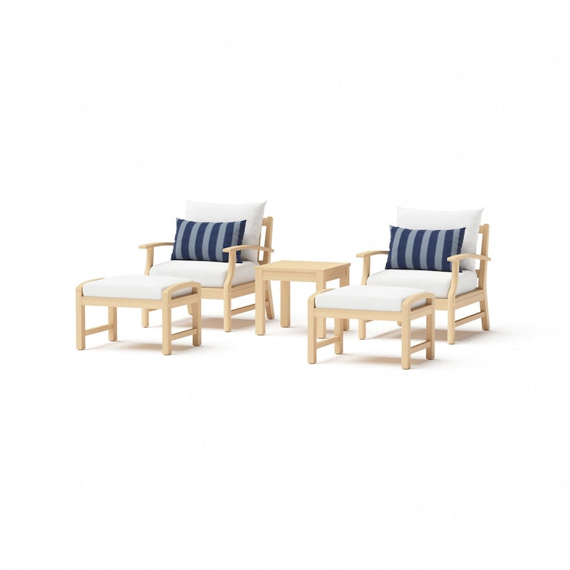 Ensemble de 5 pièces Kooper avec fauteuil de club et ottoman de patio d'extérieur Sunbrella