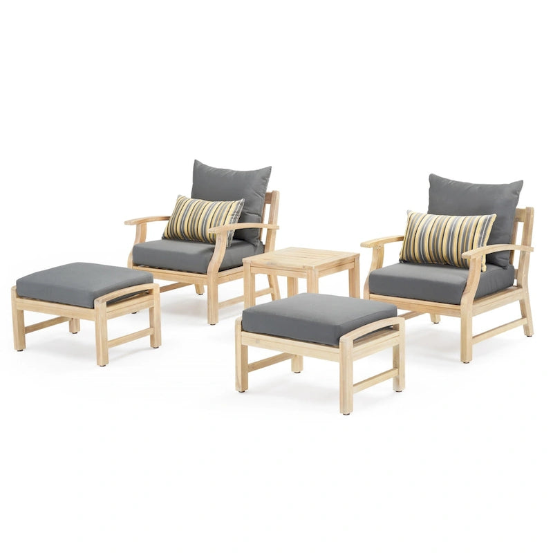 Ensemble de 5 pièces Kooper avec fauteuil de club et ottoman de patio d'extérieur Sunbrella